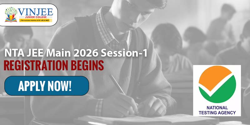 JEE Main 2026 registration banner – Vinjee Junior College Kukatpally Hyderabad